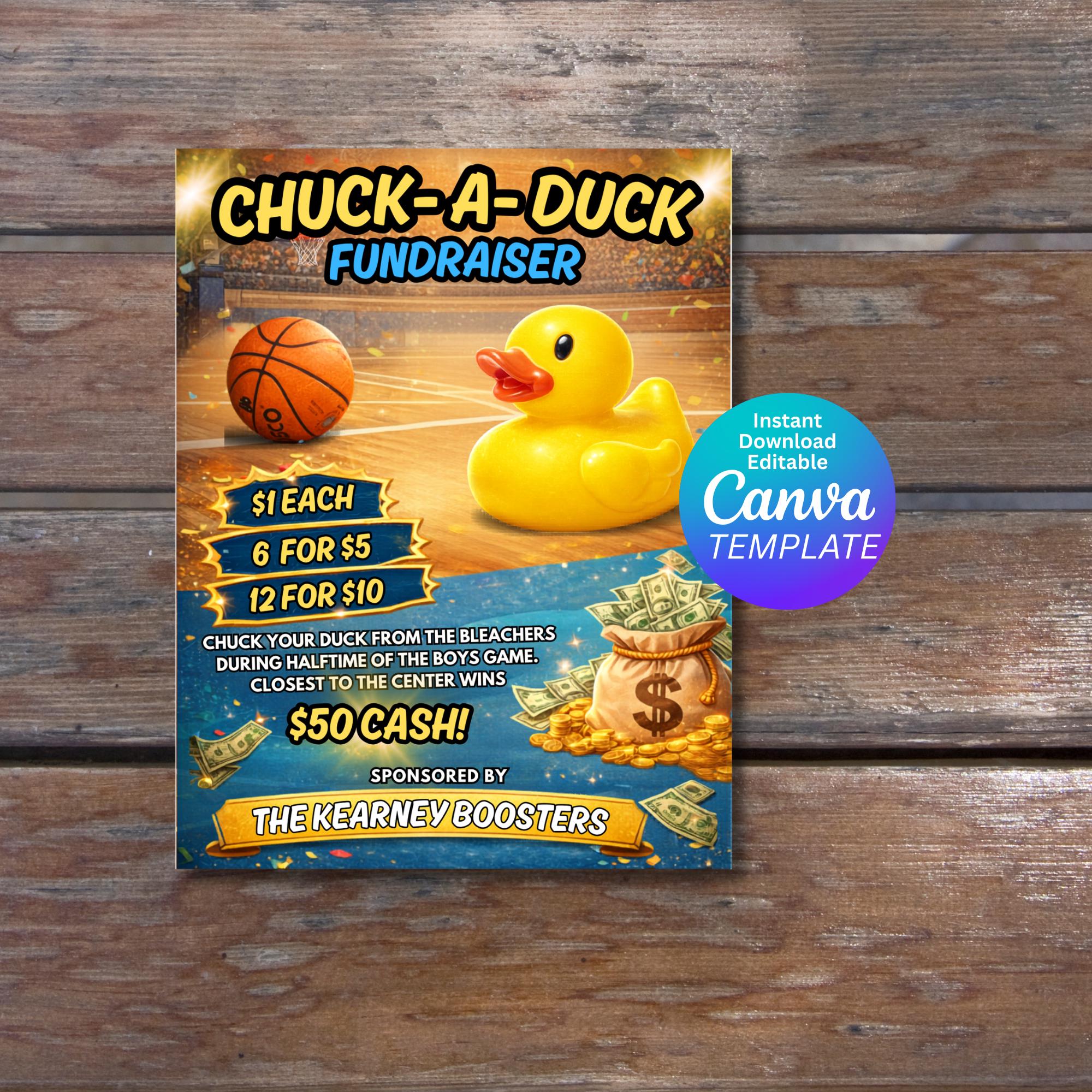 Chuck-a-duck Fundraiser Flyer Template | Basketball Event Canva Flyer ...