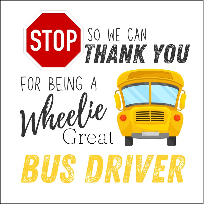 School Bus Driver Gift Tags Printable Thank You Printable Etsy