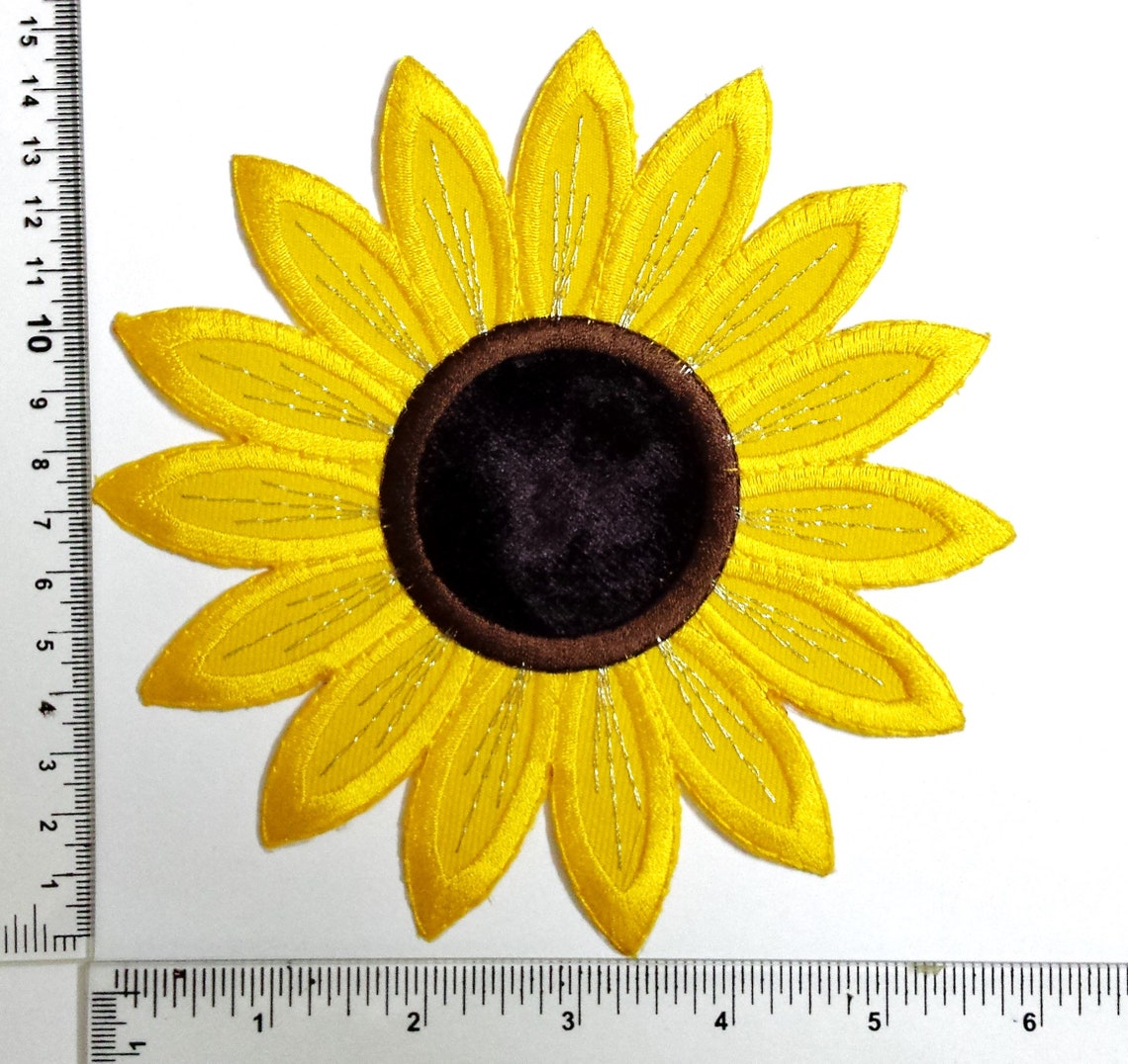 EMBROIDERED SUNFLOWER EMBLEM With Velvet Center Iron On/sew On Etsy