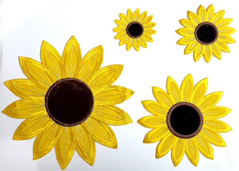 EMBROIDERED SUNFLOWER EMBLEM With Velvet Center Iron On/sew On Etsy