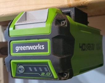 Para suporte de parede de bateria Greenworks 40 V G-Max - Armazenamento de garagem - MONTAGEM HORIZONTAL E VERTICAL