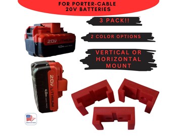 5x5 Porter Cable 20V Wall/Under Shelf Mount – Battery & Tool Holder COMBO, 5 Each, USA Made