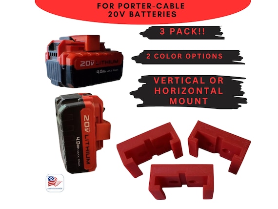 4-Pack Porter Cable 20V Battery Holders / Mounts - Organize Your Batteries!