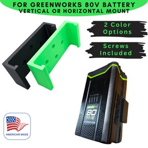 Greenworks 80V Battery Wall Holder Storage Organizer VERTICAL & HORIZONTAL MOUNTING