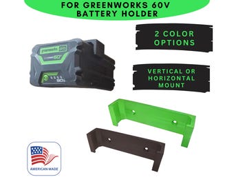 For Greenworks 60v - BATTERY HOLDER | Vertical or Horizontal |Wall Mount |Mounting Storage Organizer
