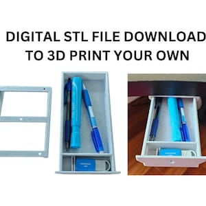 Add A Drawer - Under Desk Drawer Mounting for Pens, USB, Micro SD Digital STL File 3D Print Your Own
