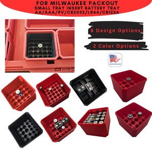Battery Tray For Milwaukee PACKOUT Organizers | Deep Bin Insert  | Small Tray Insert | AA AAA 9 Volt cr2032 cr123a  | Custom Packout Mod