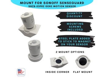 MOUNT for SONOFF SenseGuard SNZB-03PR2 Zigbee Motion Sensor | Inside Corner or Flat Wall Mount Option | Steel Insert  for Magnetic Hold
