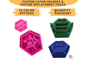 Custom Settlers of CATAN Piece HOLDERS w/Storage  & Replacement Game Pieces *15 Custom Color Options **Quantity and Design Option Discounts