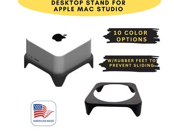 Desk Top Stand Base For APPLE MAC Studio - 3d printed w/rubber feet - Desktop Office Media