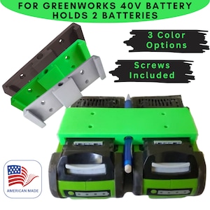 Greenworks 40v G-Max 2 Battery Wall Holder Mounting Storage Organizer-  Vertical OR Horizontal Mount