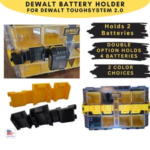 For DEWALT ToughSystem 2.0 Organizer - Battery Holder for Case - HOLDS 2 BATTERIES