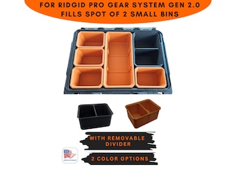 For Ridgid Pro Gear System Gen 2.0 Organizer - 1 bin REPLACES 2 SMALL Ridgid Trays- Comes W/ Removable Divider