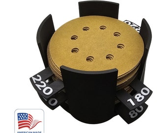 Soporte vertical para discos de lijado - Ahorrador de espacio para papel de lija **COMPATIBLE CON DISCOS DE LIJADO DE 5 PULGADAS**