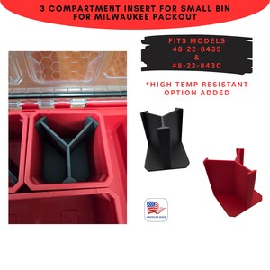 For Milwaukee Packout | 3 COMPARTMENT DIVIDER Y insert with bottom for small nesting bin | Custom Packout Mod |  High Temp Resistant Option