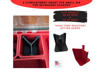 For Milwaukee Packout | 3 COMPARTMENT DIVIDER Y insert with bottom for small nesting bin | Custom Packout Mod |  High Temp Resistant Option