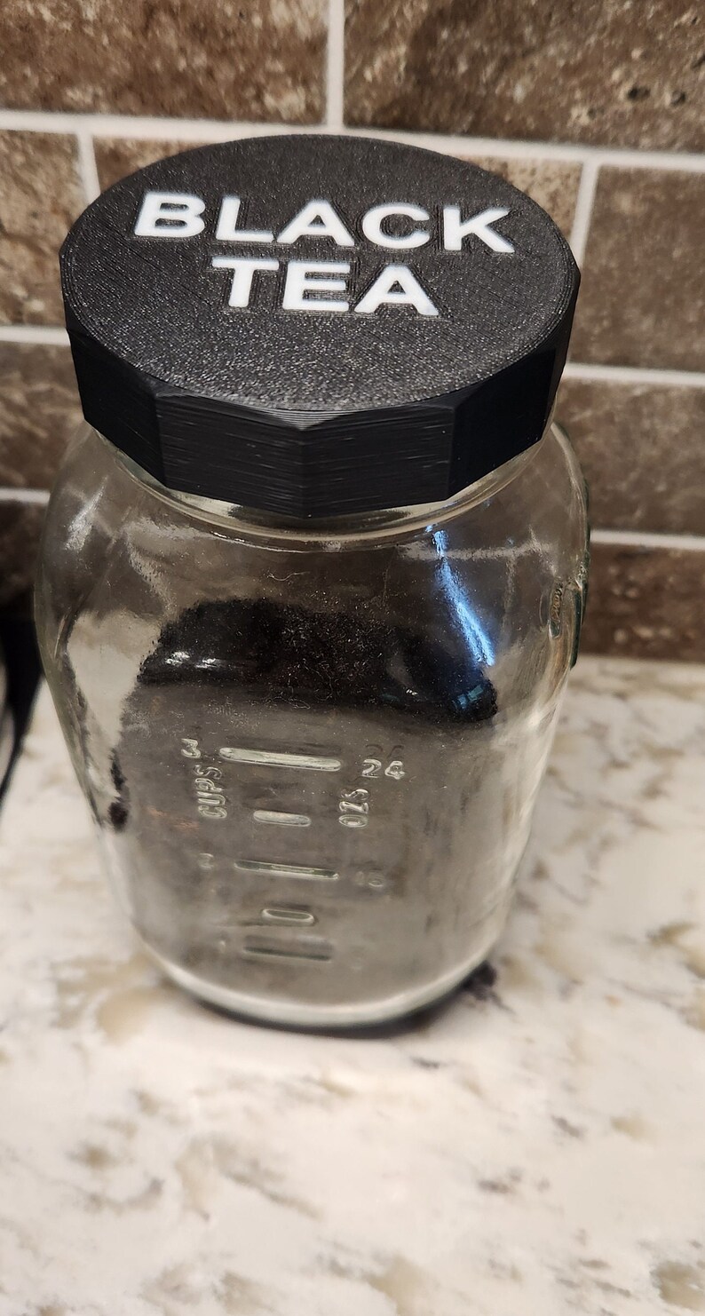 Mason Ball Jar Lid Replacement BLACK Plastic Cap |Regular Mouth 16oz & 32oz Quart/1L | Quantity Discount |Custom Label Option| HANDWASH ONLY image 9