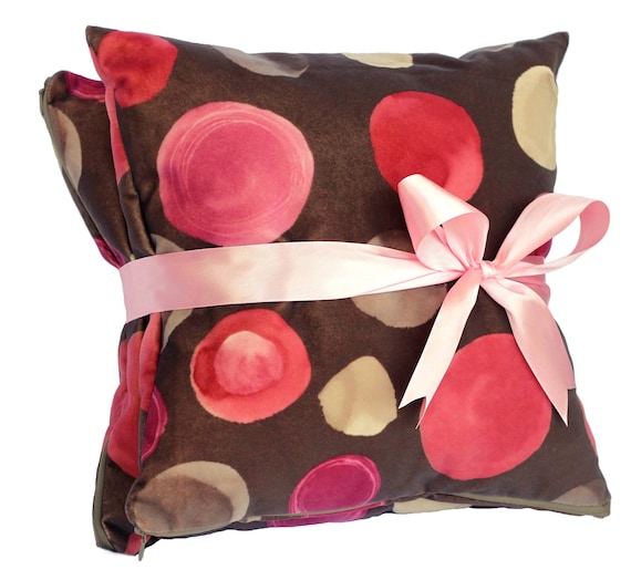 Pink Dot On Chocolate Brown Decorative Pillow Cover Etsy