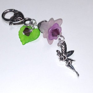 Whimsical Fairy Purse Charms - Colorful Flower Fairy Key Ring Charm - Fairy Ceiling Fan Pull - Fairy Charm Zipper Pull - PC107