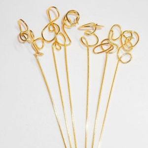 Boho Martini Picks, Unique Free Formed Appetizer Picks, Gold Cocktail Party Picks, Metal Cocktail Picks, Martini Picks,