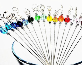 Crystal Martini Picks: Stainless Steel Cocktail Skewers
