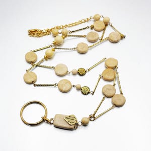 Boho Beaded ID Lanyard: Riverstone, Antiqued Gold Pewter