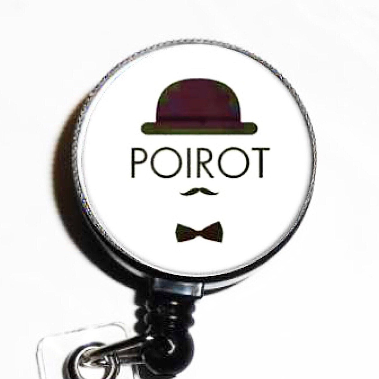 TV British Mystery Little Grey Cells at Work Id Badge Holder Hercule Poirot  Id Badge Reel Id Badge Reel Swappable Toppers 