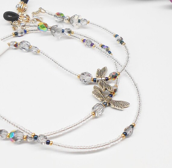 Dragonfly Beaded Eyeglass Chain Eyeglass Holder Eyeglass Etsy