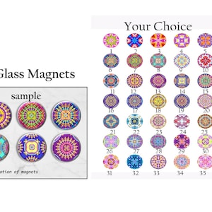 Glass Mandala Magnets: Decorative Fridge Magnets, Set of 6