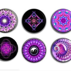 Purple Mandala Glass Magnet Set: Office Decor, Coworker Gift