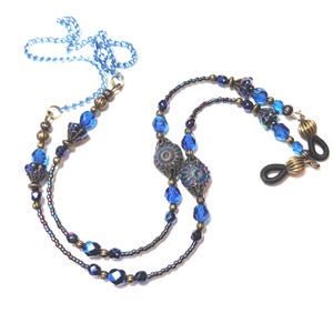 Iris Blue Beaded Eyeglass Chain: Boho Chic Reader Lanyard