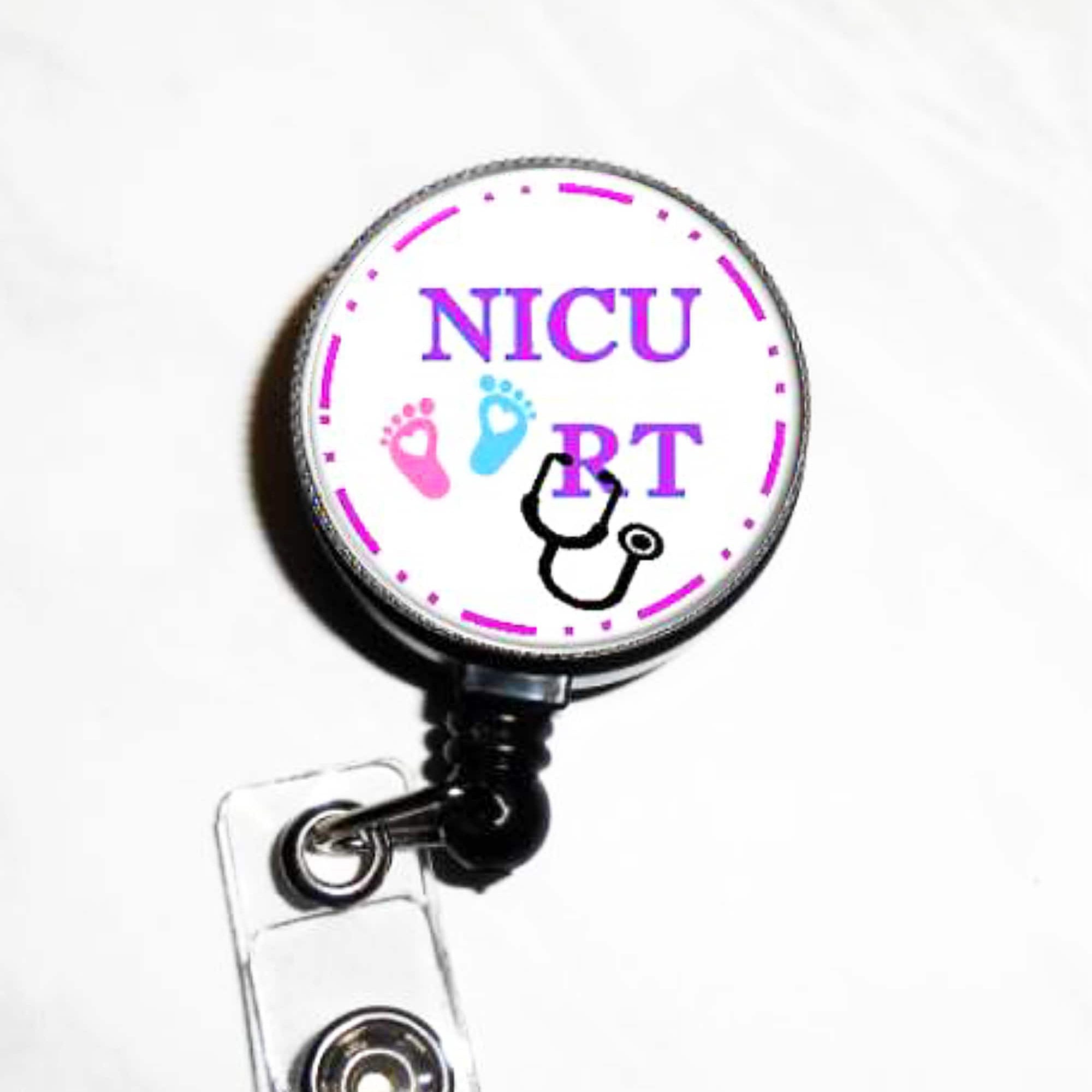 Nicu - Respiratory Therapist ID Badge Reel - RT Badge Reel - ID Badge Holder - Nurse Badge Holder - IDRT011