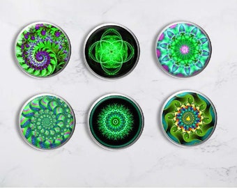 Glass Mandala Magnets: Colorful Fridge Decor, Set of 6