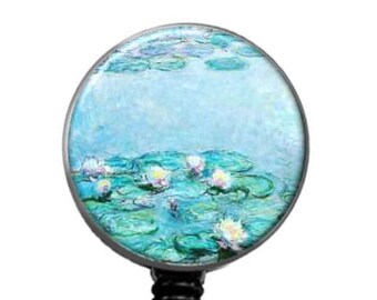 Id Badge Reel - Water Lily by Monet Id Badge Holder - Retractable Id Badge Reels - Id Holder for Educators Medical Personnel