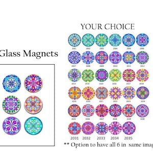 Mandala Glass Magnet Set: Colorful Fractal Fridge Magnets