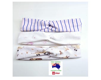 Kids 2-4 years twisted headband, assorted patterns. Sold individually.  Free postage with tracking within Australia.