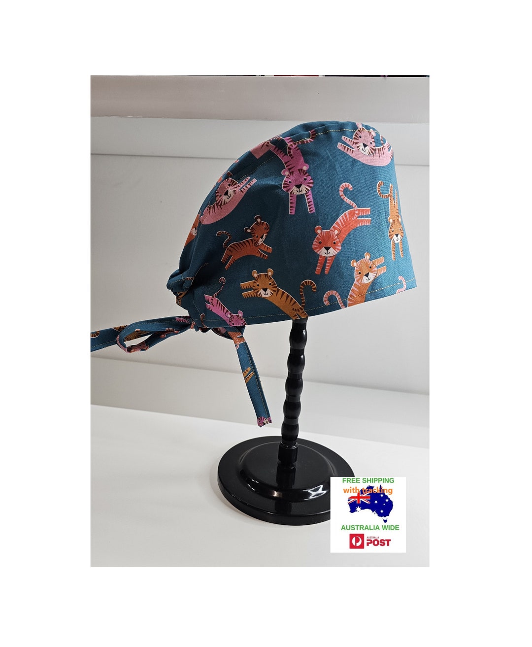 Stripey Tigers Scrub Cap With Ties. Rainbow Zebras Reversible Etsy