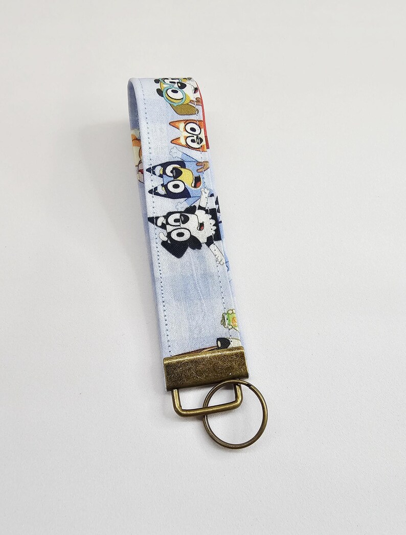 Bluey Pattern Key Fobs With Antique Brass Hardware. Sold Individually ...