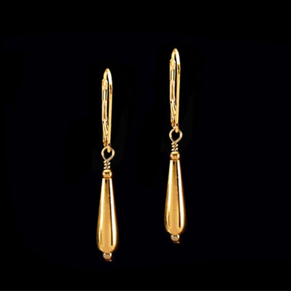 14k yellow gold filled  Teardrop small dangle simple earrings or little 925 sterling silver boutique jewelry holiday gift