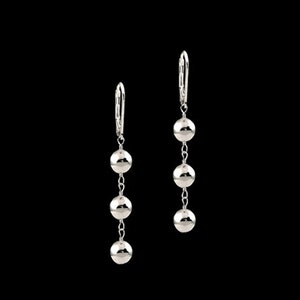 925 sterling silver dangle Linked Ball long leverback earrings boutique jewelry holiday gift