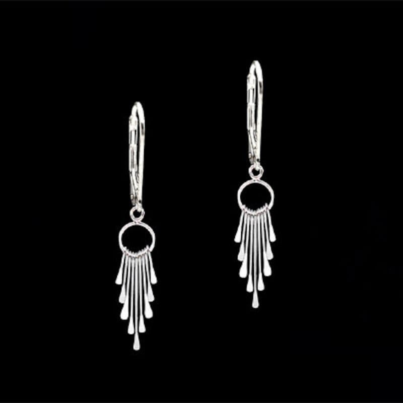 Crystal Dagger Sterling Silver Charm Dangle Earrings