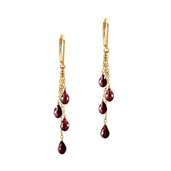 genuine Red Garnet gemstone Tassel filigree dangle 14k yellow gold filled earrings or 925 sterling silver boutique jewelry holiday gift