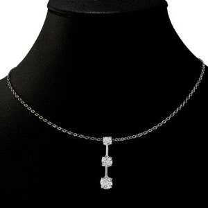 Brilliant Three Stone CZ white cubic zirconia PP graduated pendant 925 sterling silver simple chain necklace boutique jewelry holiday gift