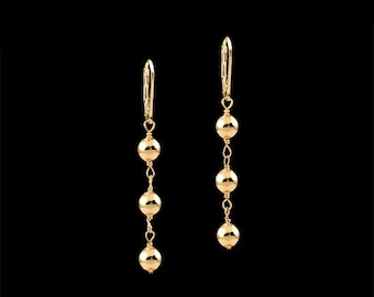 gorgeous 14k yellow gold filled Linked Ball long earrings dangle earrings boutique jewelry holiday gift