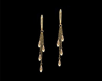 Gold Filigree Tassel dangle 14k yellow gold filled earrings  or  925 sterling silver boutique jewelry holiday gift