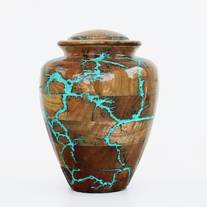 Lightning Strikes Wooden Cremation Urn for Ashes | Threaded lid Turn Urn for human ashes or Pet ashes Container