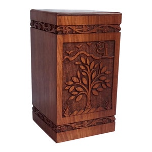 Adult cremation urns – funeral urn for human ashes – Tree of life wooden urns for ashes large keepsake box