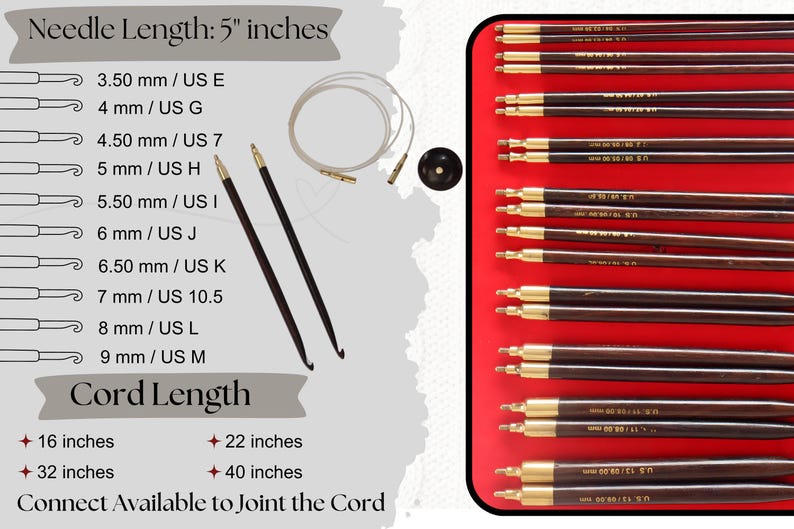 Circular Knitting Needles – High-quality rosewood circular knitting needles in a set, ideal for creating smooth, consistent stitches on circular projects.