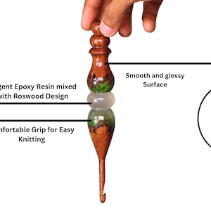 Juego de ganchos de ganchillo de madera / Ganchos de ganchillo hechos a mano para tejer / Gancho de aguja de ganchillo de resina epoxi para crochet fácil imagen 3