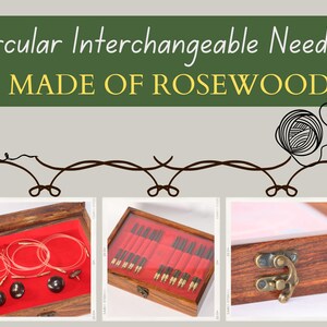 Knitting Accessories – Essential knitting accessories, including cords, stoppers, and threaded keys, all included in a stylish rosewood needle set.